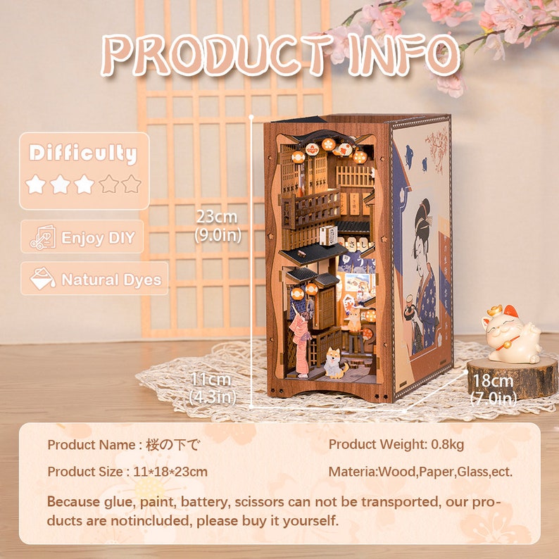 Under the Sakura Tree Book Nook Book Shelf Insert Book Nook Etsy