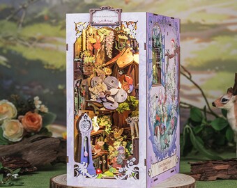 DIY Book Nook Kit,Flower Forest Concert, Miniature House,Bookshelf Insert Decor,3D Puzzle Handmade Gift (with LDE Light and Dust Cover)