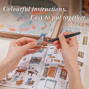 CUTEBEE DIY Book Nook Kit Miniature Dollhouse With Touch Light Dust ...
