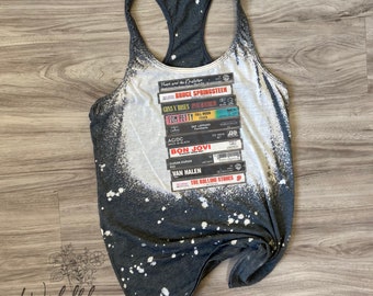 Vintage Rock n Roll Cassette Tape Tank Top, Bleached Shirt, Cassette Tapes, Rock Cassette, Rock n Roll Shirt, Music Shirt, Band Name Shirt