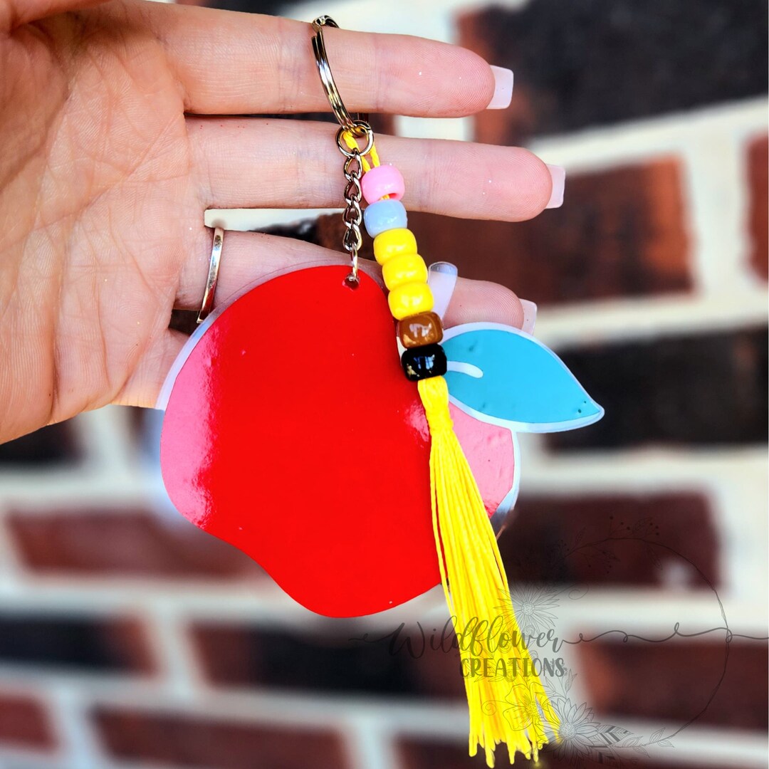 Custom Apple Keychain Teacher Keychain Teacher Appreciation Etsy