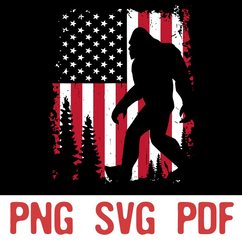 Bigfoot flag american svg Bigfoot 4th of July American USA | Etsy