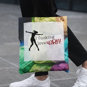 Crochet Project Bag - Knitting Project Bag - Knit Tote - Funny Gift for Crocheter - Yarn Lover - I F**king Love Yarn