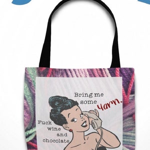 Crochet Project Bag - Knitting Project Bag - Knit Tote - Funny Gift for Crocheter - Yarn Lover - Yarn Greater than Wine/Chocolate