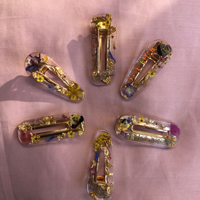 Resin Hair Clips With Real Dried Flowers Etsy