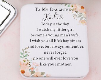 Personalized Wedding Mirror Gift to My daughter, Bride Gift from Mother, Daughter Wedding Day, Bride Gift for Wedding Day, Make up Mirror