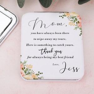 Custom Mirror Gift to Mom, Bride to Mother Wedding Gift, Mom Birthday Gift for Her, Thank You Mom, Compact Mirror, Mom Wedding Keepsake