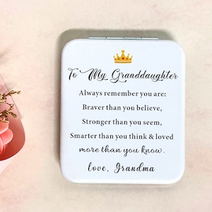 Gift for Granddaughter from Grandma Granddaughter Pocket Mirror - Always remember you are braver Motivational gift, inspiration gift for Her