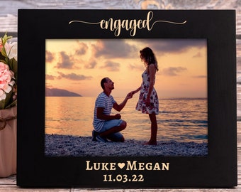 Personalized Engaged Picture Frame, Couple Engagement Gift for Wedding, Gift Ideas for Bride and Groom, Newly Engaged Frame Gift for Couple