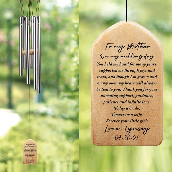 Mother of Bride Gift from Bride, Wedding Gift for Mother from Daughter, Personalized Mother Wedding Wind Chime, Mom Wedding Gift from Bride