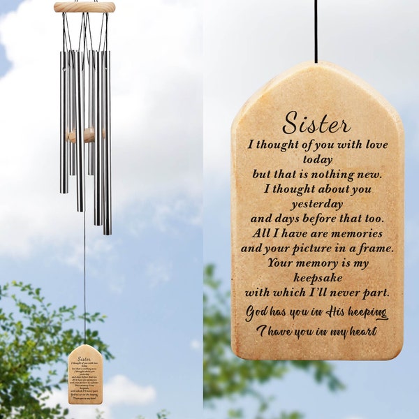 Personalized Sister Memorial Wind Chime, Sympathy Wind Chime for Loss of Sister Remembrance  Bereavement Gift,  Sister Grieving In Memory of