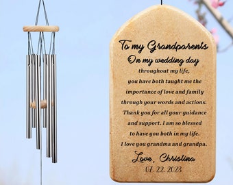 Grandparents Wedding Gift, Custom Grandma Grandpa Wedding Wind Chime, Gift from Bride Groom, Grandmother Grandfather Wedding Day Gifts