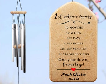 1st Anniversary Wind Chime, Personalized First Anniversary Gift for Him, Paper Anniversary for Husband, Gift for Wife, Anniversary Keepsake