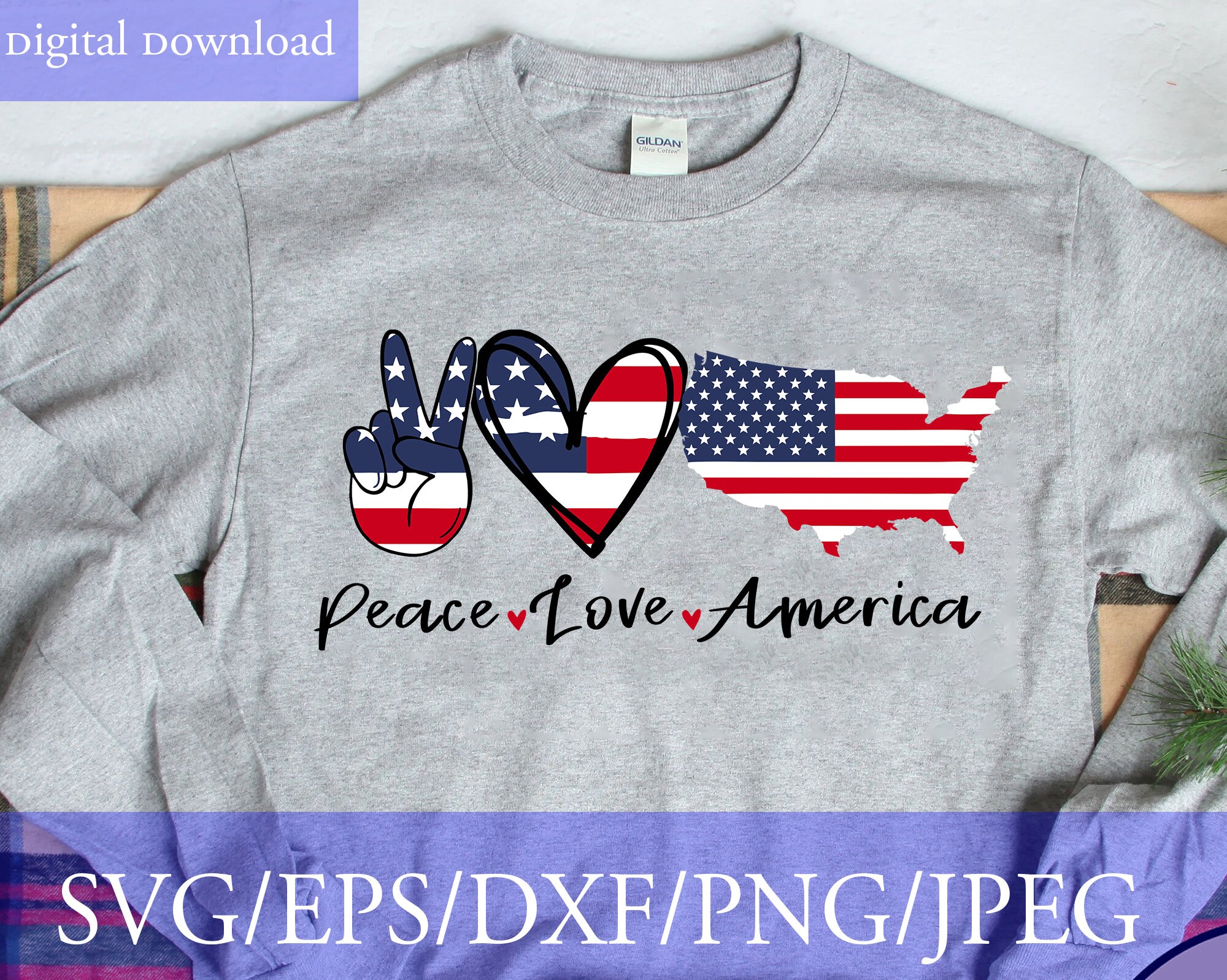 Download Peace Love America Png Peace Love America Shirt Svg 4th of | Etsy