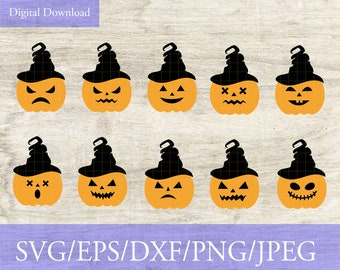 Pumpkin Face svg, Pumpkin Bundle Svg, Cute Halloween Faces, Funny Fall Halloween Svg, Instant Download Cricut Silhouette Svg Cut File
