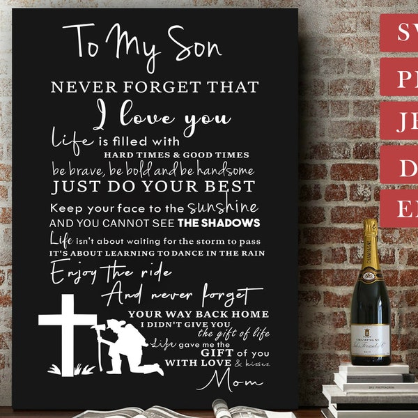 To My Son Svg, Firefighter Svg, To My Son Never Forget That I Love You Mom, Cross, Digital File for Cricut Silhouette