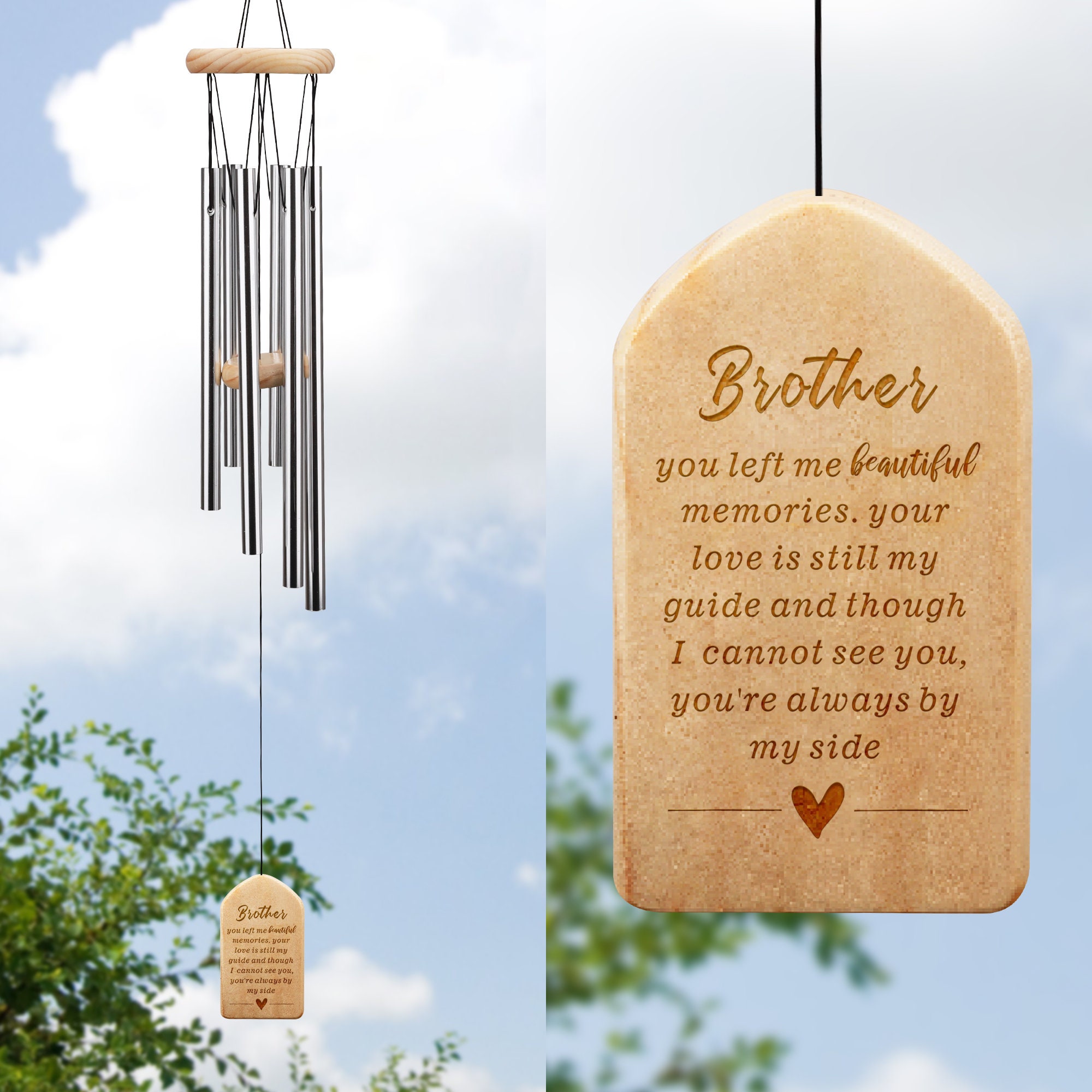 Memorial Wind Chime for Brother Bereavement Gift Remembrance Etsy