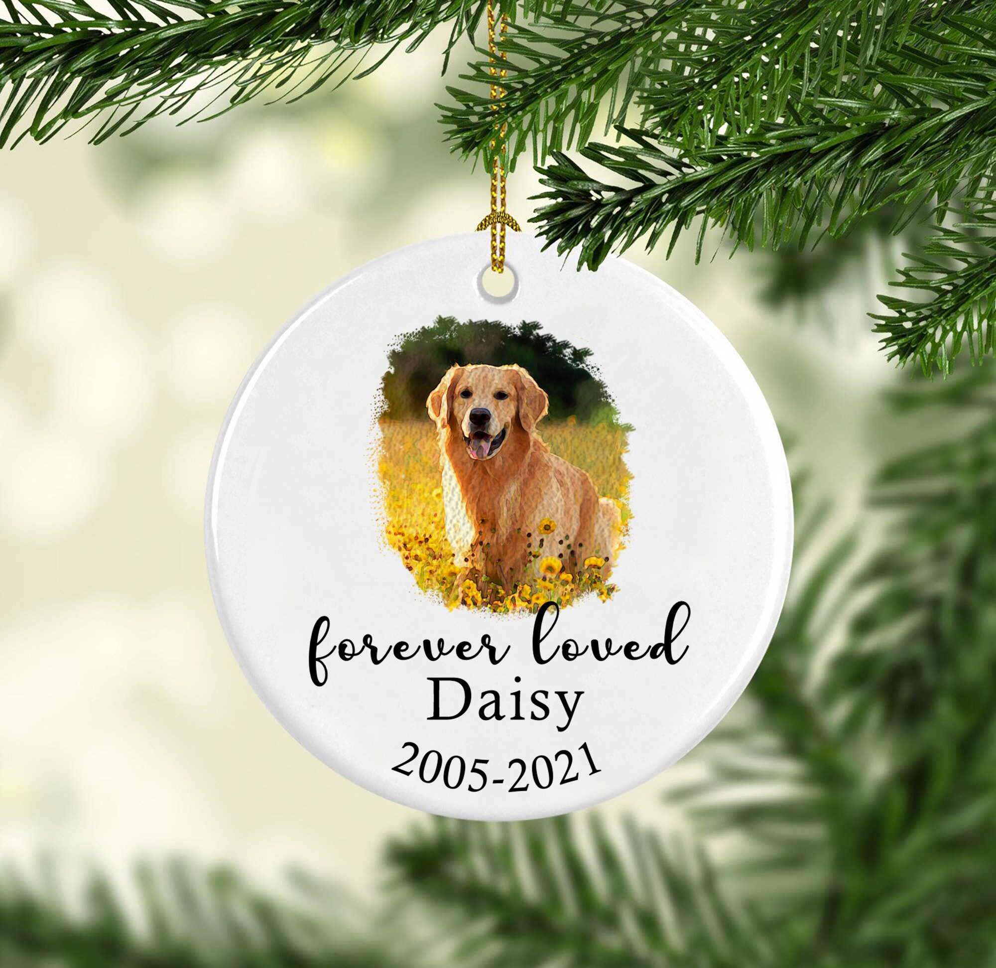 Pet Memorial Photo Ornament, Dog Loss Gift, Dog Memorial Ornament ...