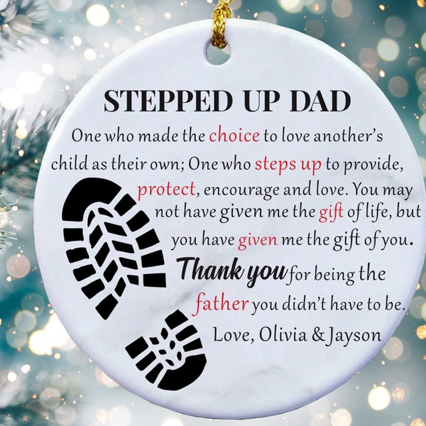 Stepped Up Dad Ornament, Stepped Up Dad, Step Dad Christmas Gifts, Personalized, Stepfather, Christmas Ornaments, Gift for Stepdad