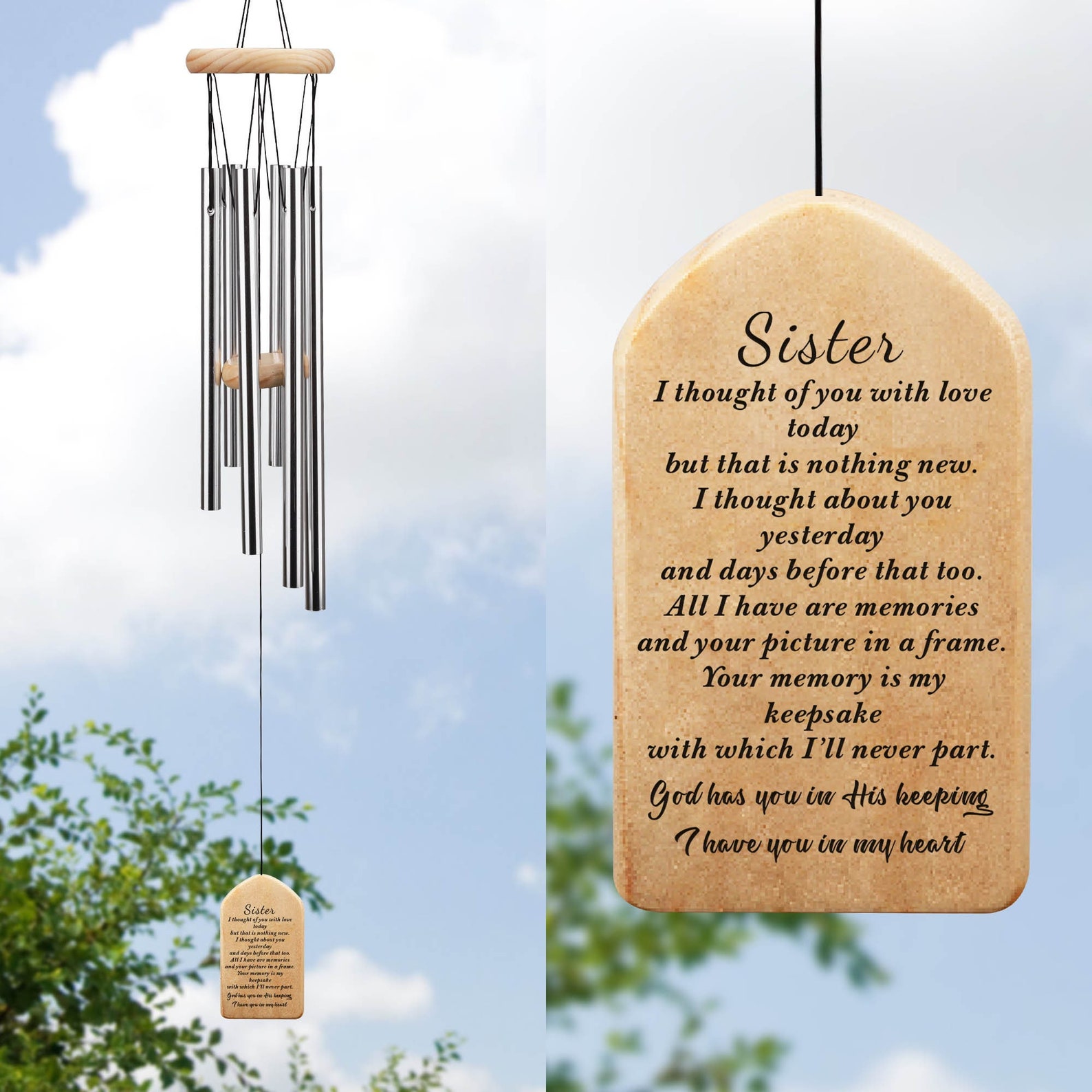 Personalized Sister Memorial Wind Chime Sympathy Wind Chime Etsy