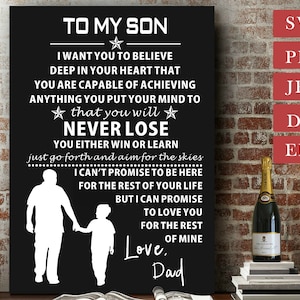 A mio figlio amore papà Svg, figlio Svg, a mio figlio voglio che tu creda nel profondo del tuo cuore, file digitale per Cricut Silhouette