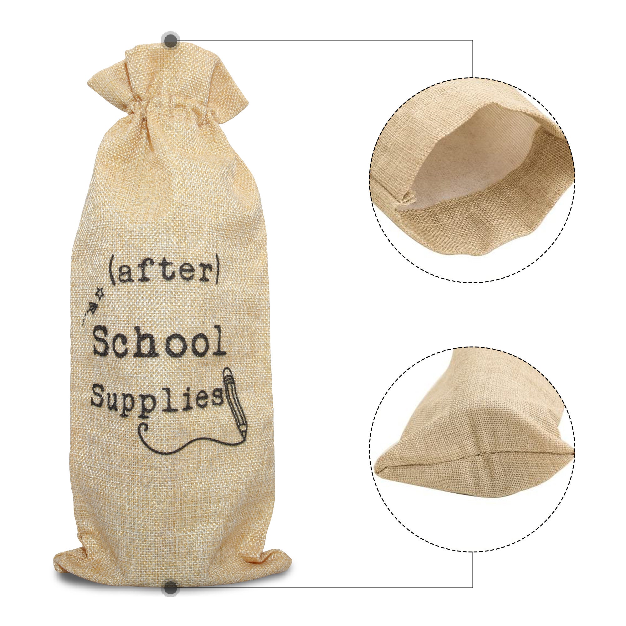 After School Supplies Burlap Wine Bag for Teacher Teacher Etsy