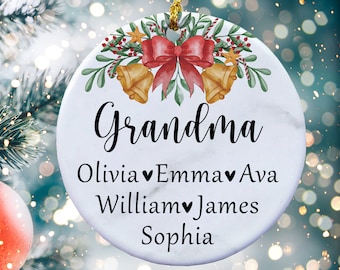 Custom Christmas Ornament, Christmas Gift for Grandma, Grandchildren Names, Gift for Grandma, Grandparent Gift, Christmas Keepsake