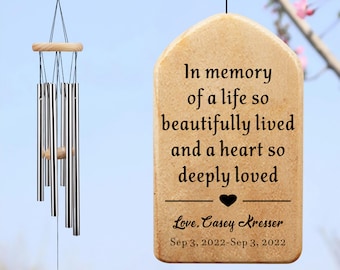 Personalized Memorial Wind Chimes, Sympathy Wind Chime for Loss of Love one Bereavement Remembrance of, Memorial Gift, In Memory Chime