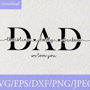 Papà con nomi di bambini Personalizzato SVG, Festa del papà, Camicia papà Svg, Papà Svg, Papa Svg, Personalizzato con qualsiasi titolo e nome, Svg, Png, Taglia file