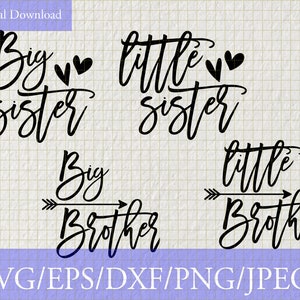 Große Schwester Bruder kleine Schwester SVG geschnitten Datei, SVG für Silhouette Cricut Wärmeübertragung Vinyl Neugeborenen kleine große Bruder Schwester passende Svg