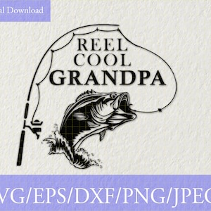 リール クール おじいちゃん SVG、釣り svg、釣り クリップアート、魚 png、釣り かわいいアート、釣り クリカット、おじいちゃん SVG、カット ファイル SVG、Png