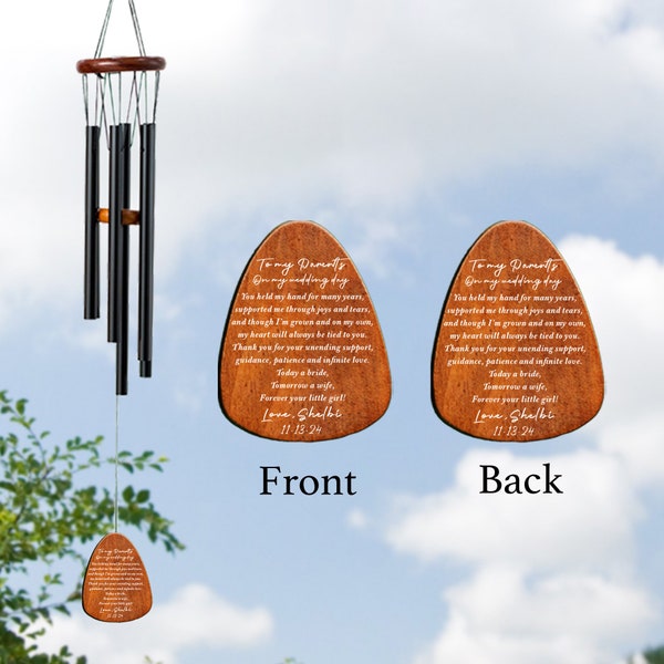 Parents Wedding Gift from Bride, Mom & Dad Thank You Wedding Gift from Daughter, Personalized Parents Wedding Wind Chime, Bride to Parents