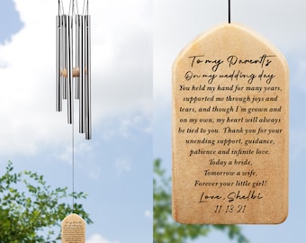 Parents Wedding Gift from Bride, Mom & Dad Thank You Wedding Gift from Daughter, Personalized Parents Wedding Wind Chime, Bride to Parents