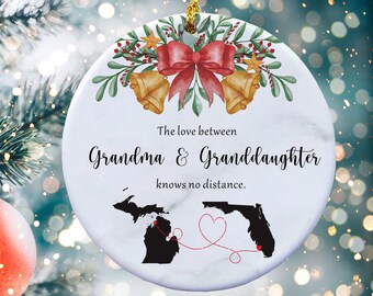 Grandma and Granddaughter Christmas Ornament, Gift for Grandma from Granddaughter, Personalized, Long Distance, Christmas Gifts for Grandma