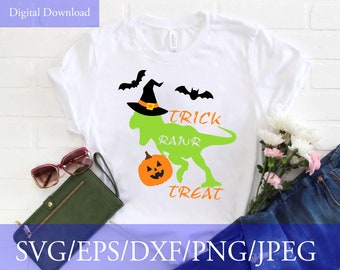 Trick Rawr Treat Svg, Dinosaur Svg, Halloween Quote Svg, Girls and Boys Svg, Sublimation, Digital Download, Dxf, Eps
