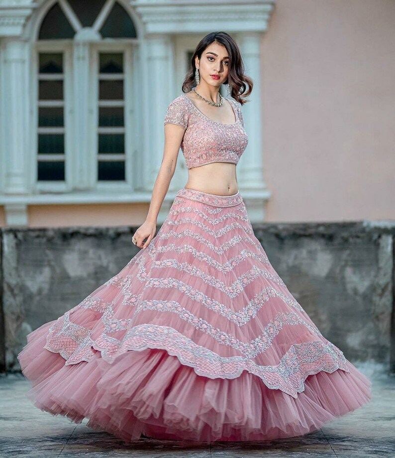 Net Embroidery Work Wedding Lehenga choli Bridesmaids Lehenga Lehengamall Lehenga choli