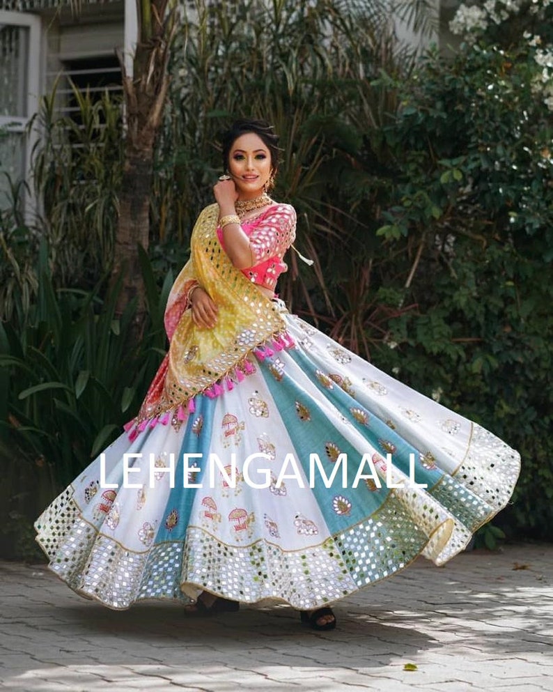 Authentic Wedding Garba Lehenga choli with Mirror Work Wedding Lehenga Lehengamall Lehenga choli