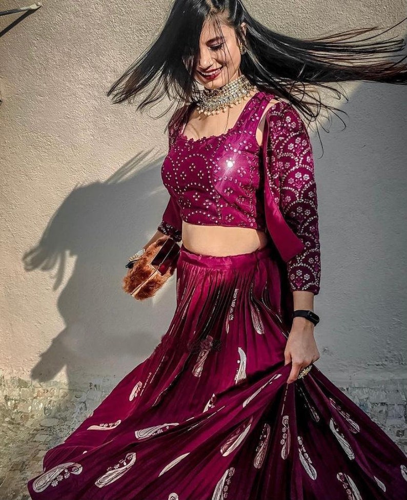 Mirror Embroidered Wedding Lehenga choli with jacket Bridesmaids Lehenga Lehengamall Lehenga choli