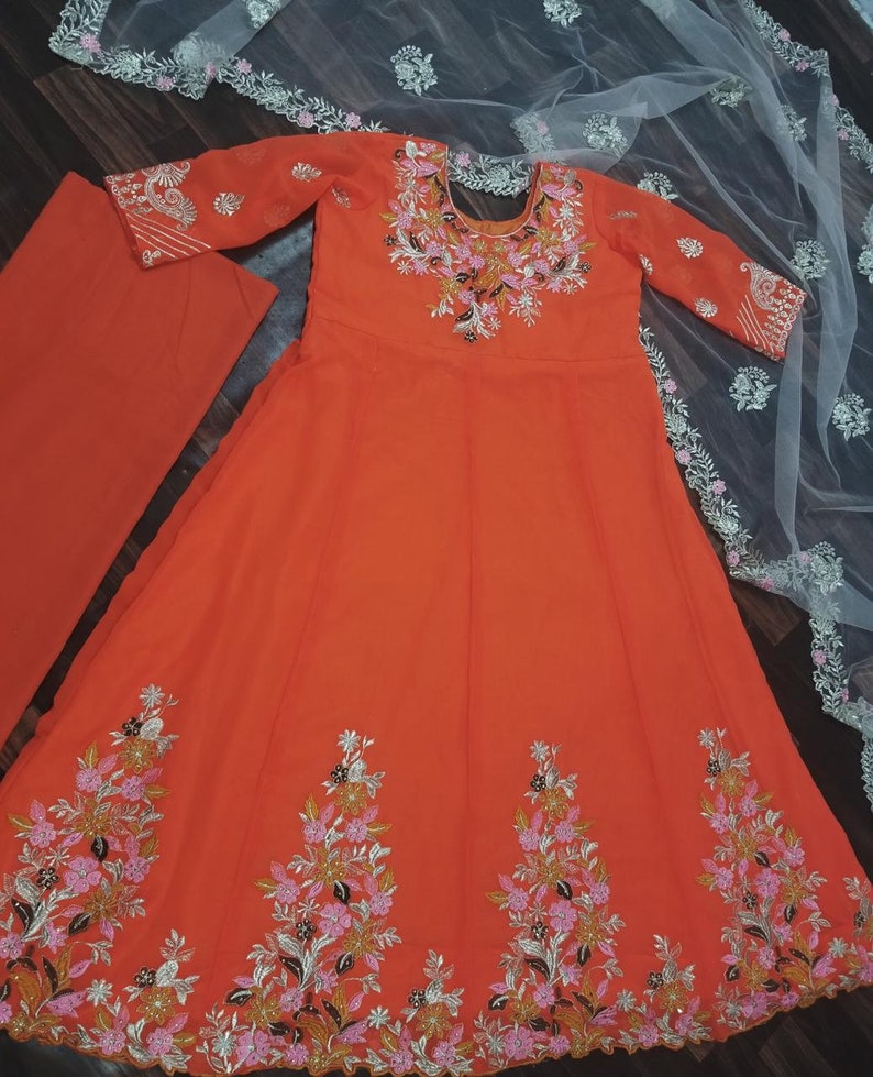 South Indian gown Modern Looking dress gown Bridesmaid gown Traditional gown with fancy dupatta