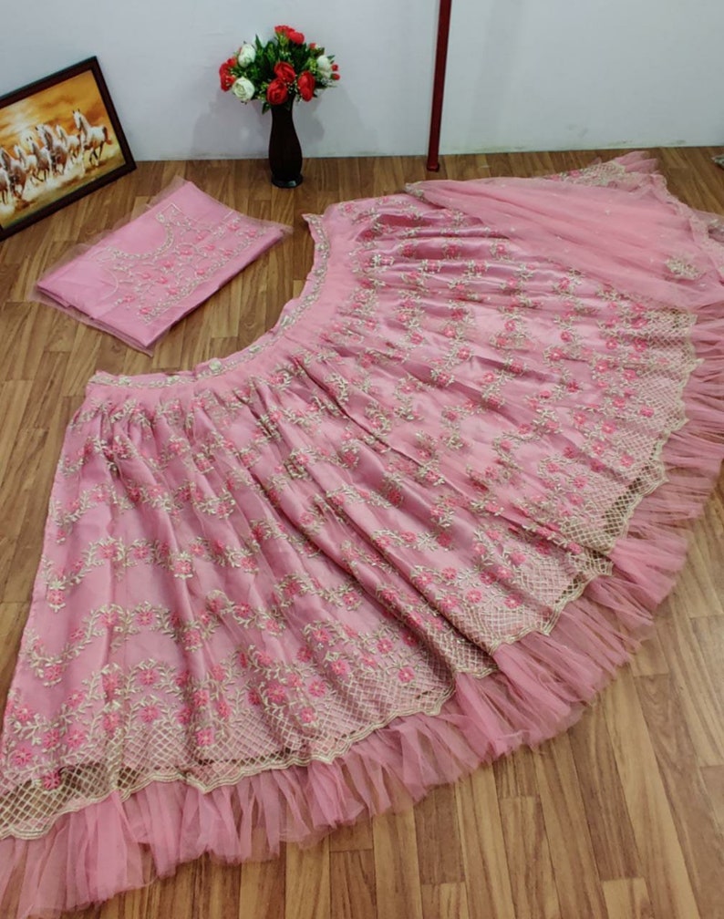 Net Embroidery Work Wedding Lehenga choli Bridesmaids Lehenga Lehengamall Lehenga choli