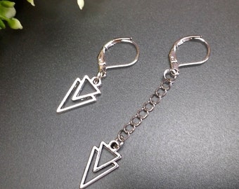 Silver triangle dangle triangle earring triangle style dangle triangle dangle asymmetric dangle triangle dangle for men geometric earrings