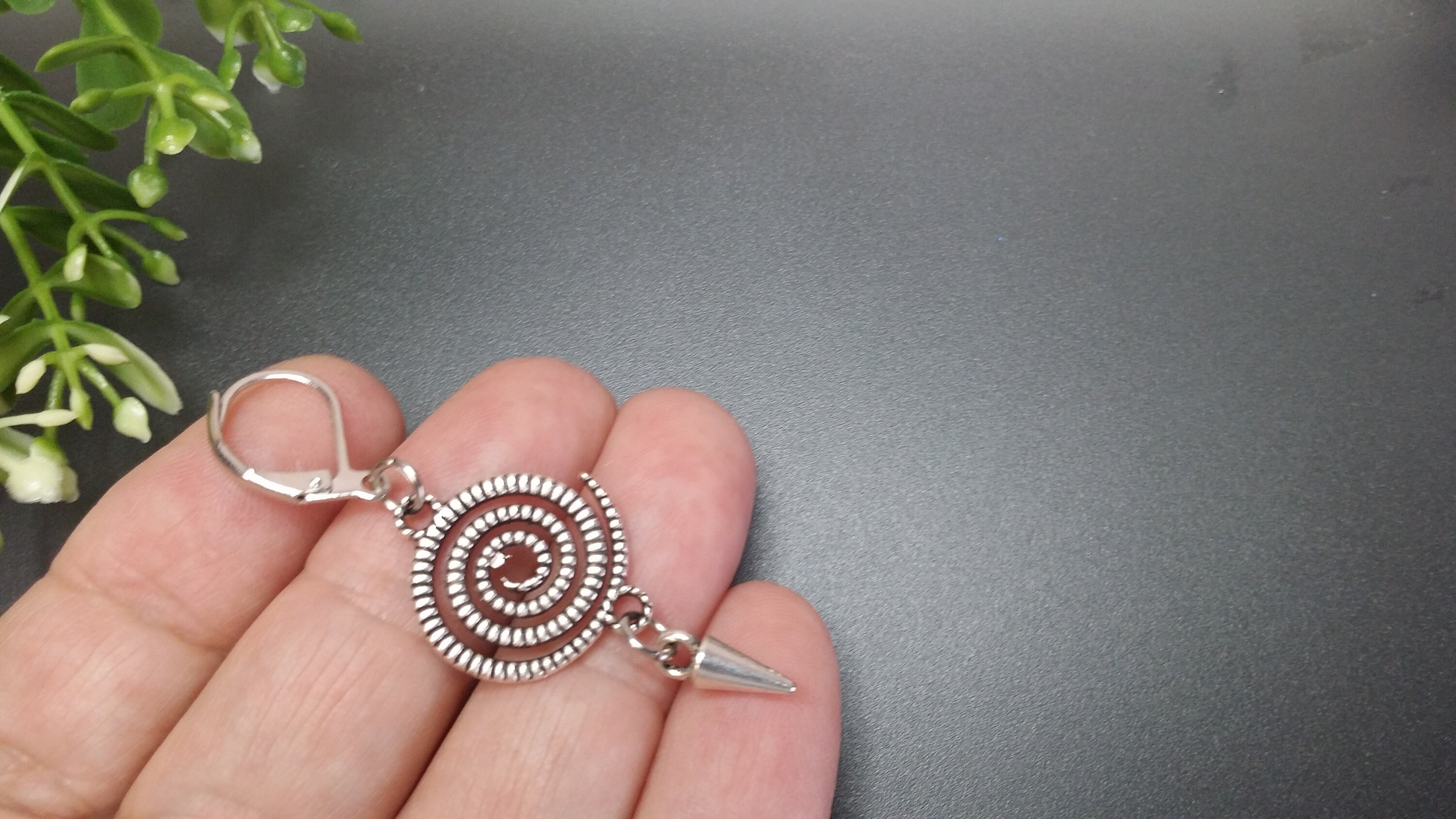 Silver cone dangle mini cone jewelry cone dangle cone earring Etsy