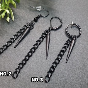 Schwarze Acryl Spike Ohrhänger schwarze Spitze Ohrring Kette Spike Ohrring für Männer für Frauen Gothic Spike Ohrring Kette Spike baumeln stilvolle Spike Männer