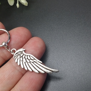 One Silver wing clip-on angel wing clip-on  non pierced wing symbol wing dangle angel wing earring men wing amulet talisman wing dangle gift