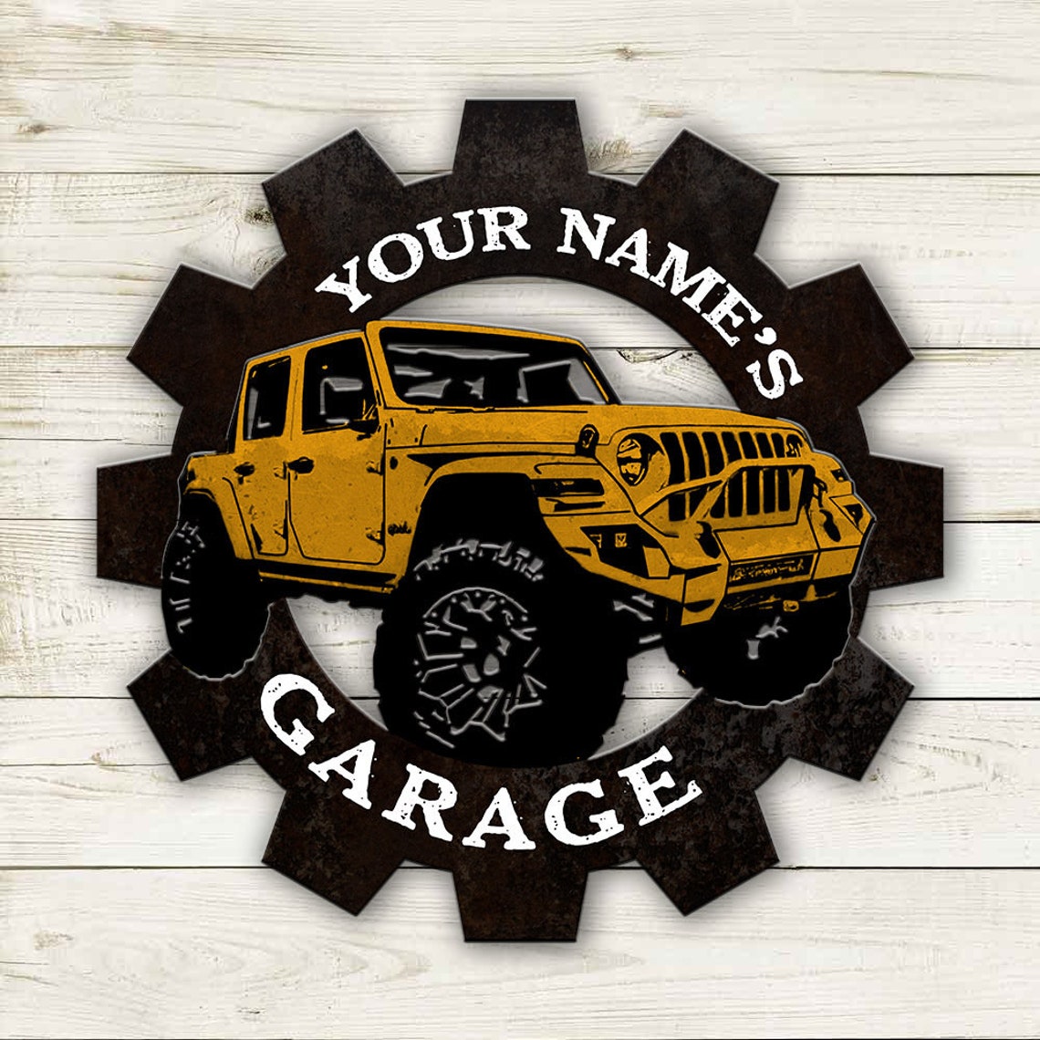 Jeep garage personalized cut metal sign Jeep garage Metal Etsy