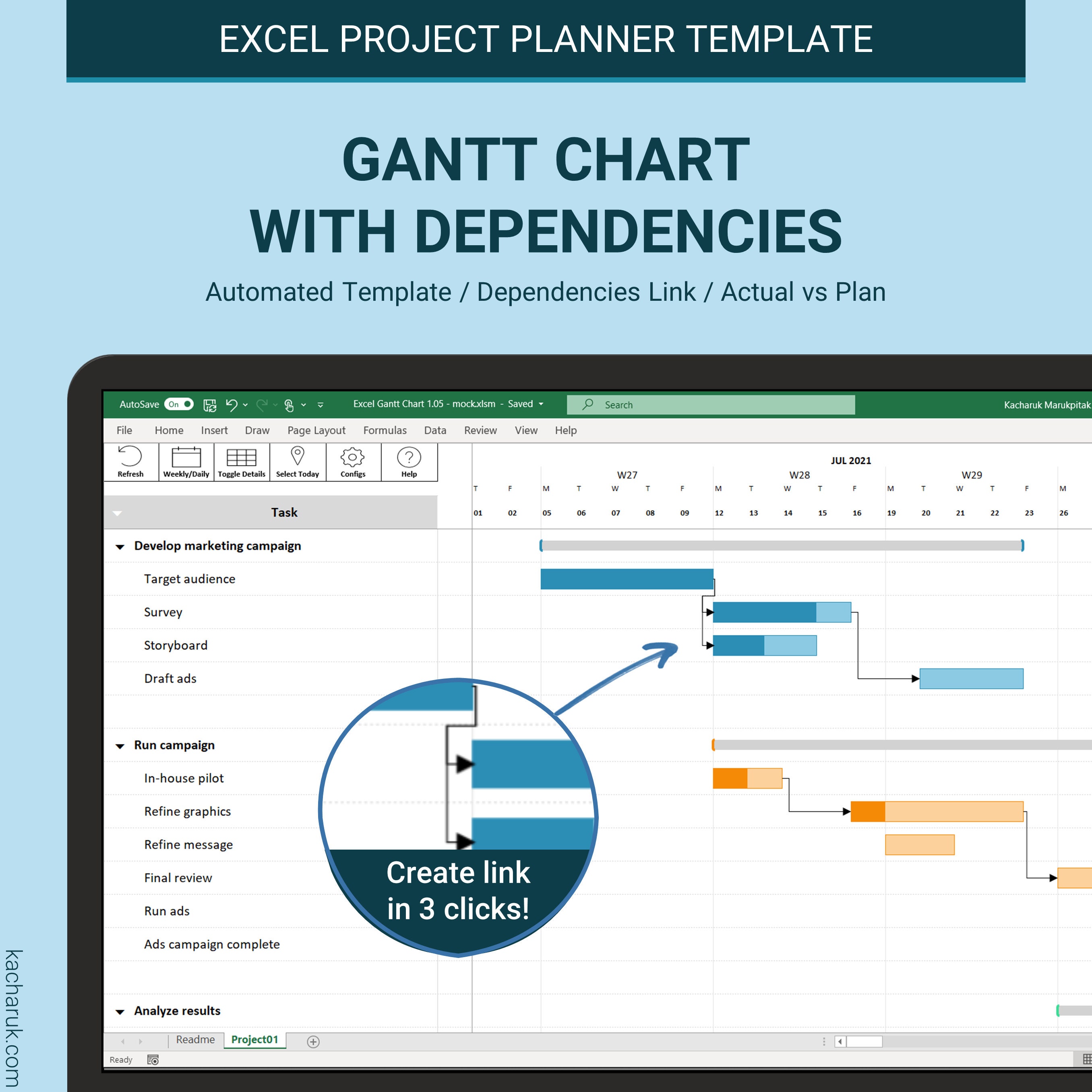 Gantt Chart With Task Dependencies Awesome & Excel - Etsy Norway