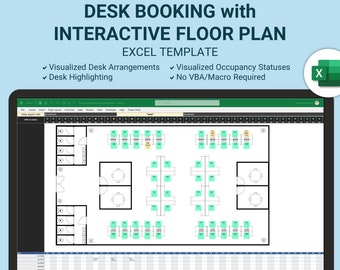 Modello Excel per la prenotazione della scrivania con planimetria interattiva