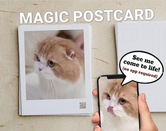 Magic Cat Postcard | 10-Card Set for Cat Lover | AR Video Postcards (US & CA) - 4.25" x 5.50" | Augmated Reality Greeting Card