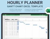 Hourly Planner Gantt Chart Excel Template: Project Management Spreadsheet