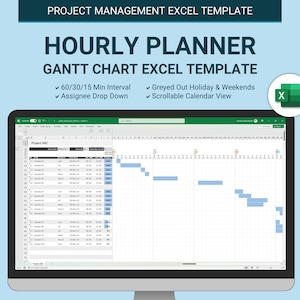 Stundenplaner, Gantt-Chart, Excel-Vorlage für das Projektmanagement, Tagesplaner für Stunden | Projektzeitplan, Planer